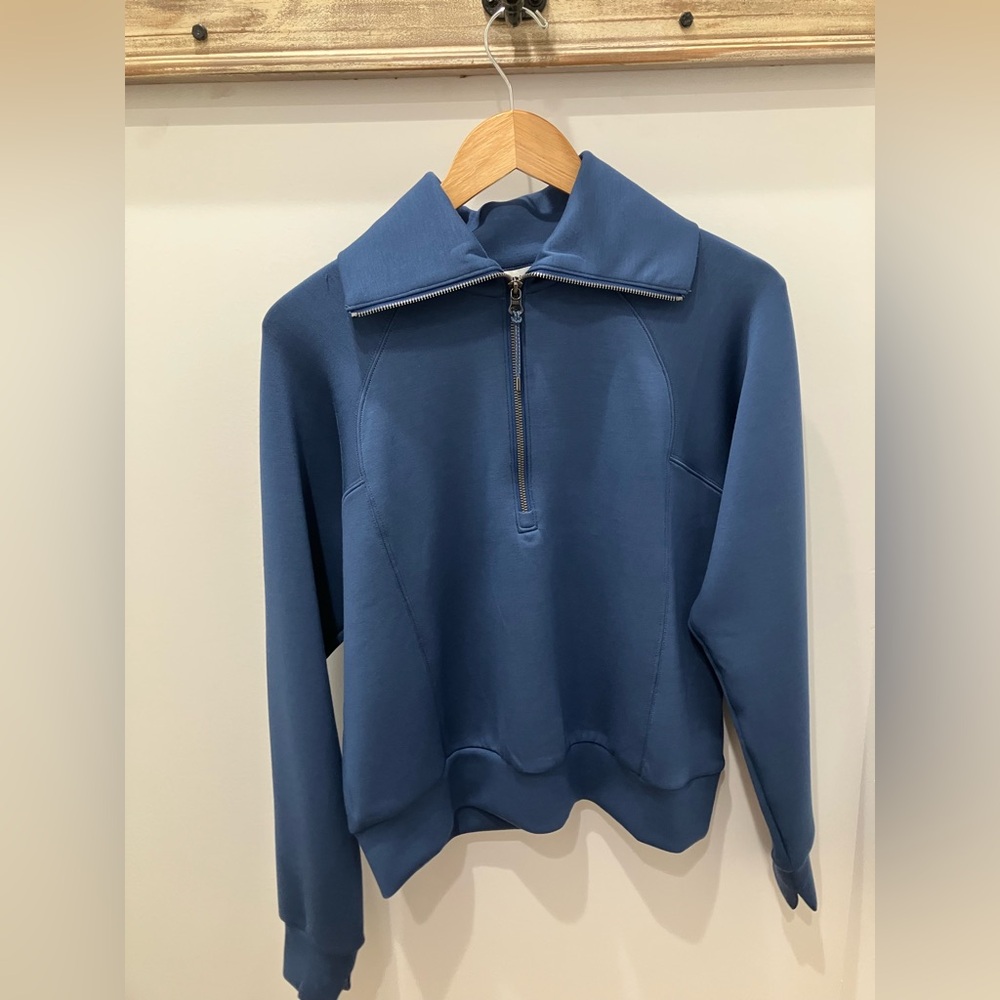 SPANX Blue Half-Zip Sweatshirt